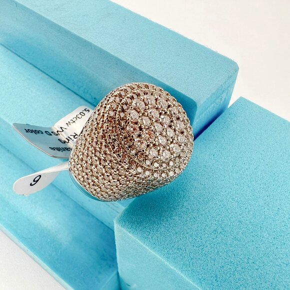 925 Sterling Sliver Moissanite Circle Elevated Ring, 5.03ctw VVS Stones Hip Hop - Picture 5 of 8